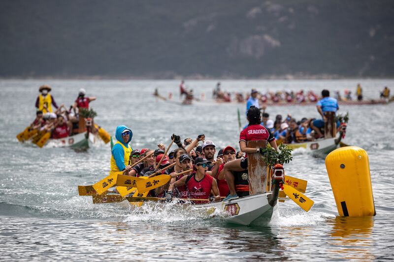A Dragon Boat racesin Hong Kong, China.  The Dragon Boat Festival, known as Tuen Ng Festival in Cantonese, is an event featuring traditional central themes of warding off evil spirits and keeping diseases away. EPA
