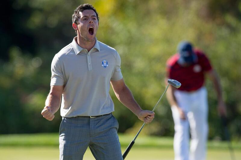 Rory McIlroy played out an epic duel with Patrick Reed in the 2016 Ryder Cup. AFP