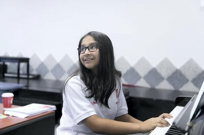 DUBAI, UNITED ARAB EMIRATES - DECEMBER 6, 2018. 
Zara  Sheikh, a member of Dubai Ensenble Choir, the U.A.E���s first choir for determined children rehearsal session at the Canadian University.

(Photo by Reem Mohammed/The National)

Reporter: Anam Rizvi
Section:  NA