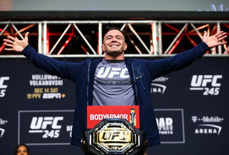 Colby Covington poses during the ceremonial weigh-in