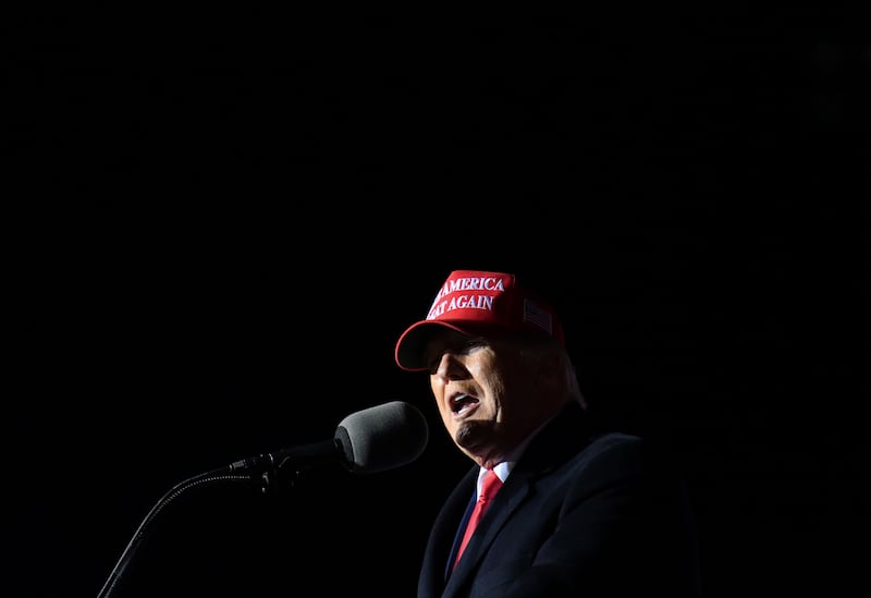 Donald Trump speaks during a rally in Georgia earlier this year. AP