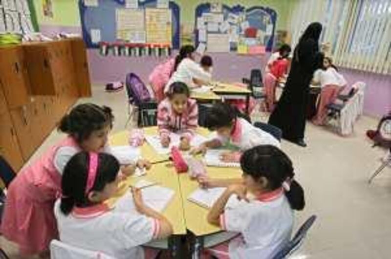 United Arab Emirates - Abu Dhabi - Dec 24 - 2009 : Children during a class at Alafaq School. ( Jaime Puebla / The National ) *** Local Caption ***  JP Alafaq School 12.jpg