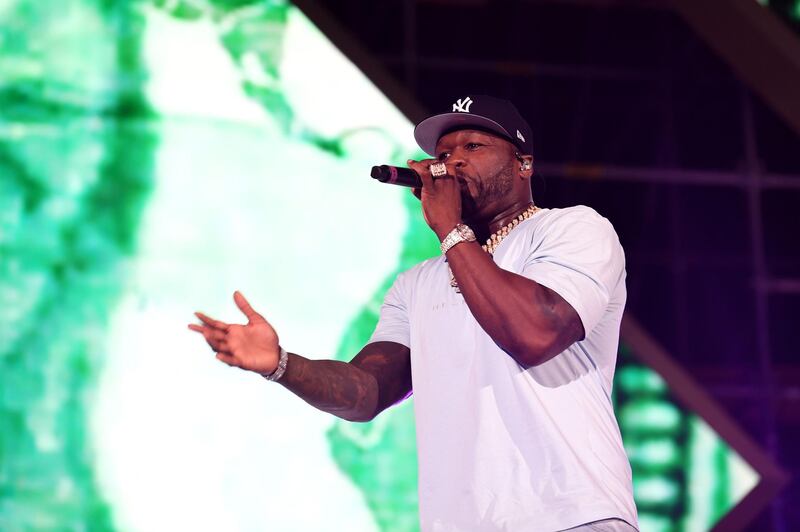 50 Cent performs on stage. AFP