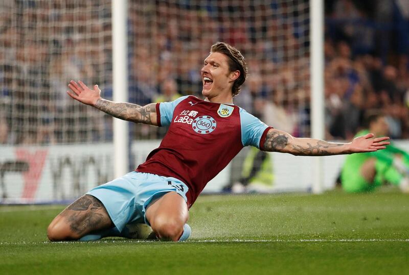 Burnley's Jeff Hendrick celebrates scoring their first goal. Reuters