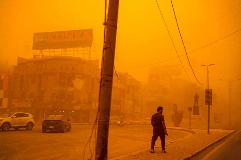 Heavy dust in the air in Iraq's capital Baghdad. AFP
