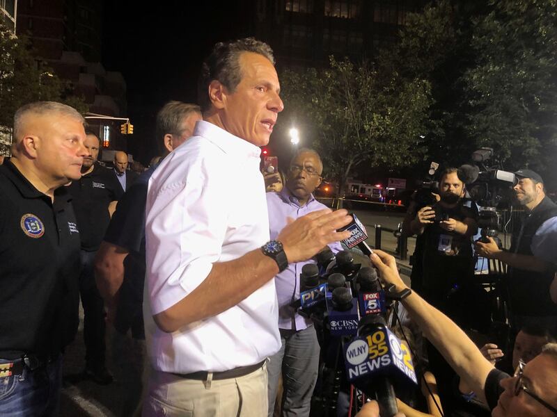 Governor of New York Andrew Cuomo speaks to the media after widespread power outages in the Manhattan borough of New York. Reuters