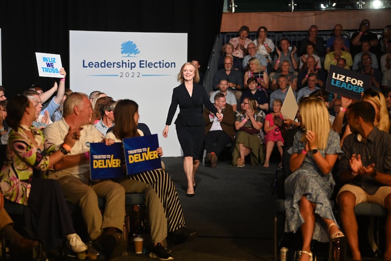 Liz Truss at the Conservative Party leadership election hustings in Cheltenham. EPA