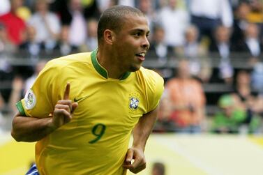 DORTMUND, GERMANY - JUNE 27: Ronaldo of Brazil celebrates after scoring the opening goal during the FIFA World Cup Germany 2006 Round of 16 match between Brazil and Ghana at the Stadium Dortmund on June 27, 2006 in Dortmund, Germany. (Photo by Stuart Franklin/Bongarts/Getty Images)