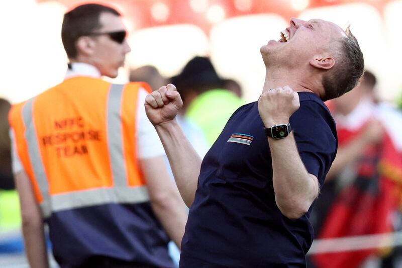 Nottingham Forest manager Steve Cooper celebrates. AFP