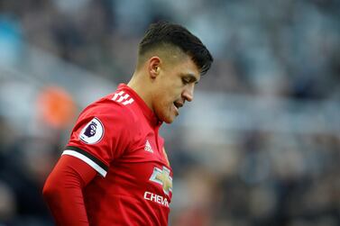 Soccer Football - Premier League - Newcastle United vs Manchester United - St James' Park, Newcastle, Britain - February 11, 2018 Manchester United’s Alexis Sanchez looks dejected Action Images via Reuters/Carl Recine EDITORIAL USE ONLY. No use with unauthorized audio, video, data, fixture lists, club/league logos or "live" services. Online in-match use limited to 75 images, no video emulation. No use in betting, games or single club/league/player publications. Please contact your account representative for further details.