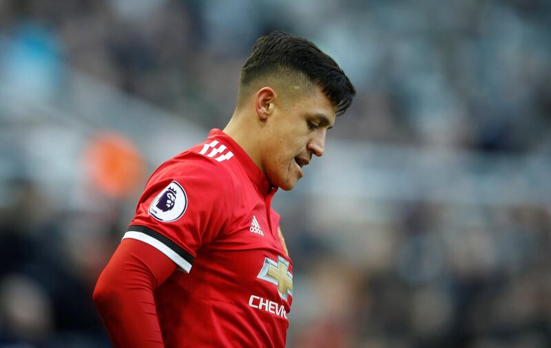 Soccer Football - Premier League - Newcastle United vs Manchester United - St James' Park, Newcastle, Britain - February 11, 2018   Manchester United’s Alexis Sanchez looks dejected    Action Images via Reuters/Carl Recine    EDITORIAL USE ONLY. No use with unauthorized audio, video, data, fixture lists, club/league logos or "live" services. Online in-match use limited to 75 images, no video emulation. No use in betting, games or single club/league/player publications.  Please contact your account representative for further details.
