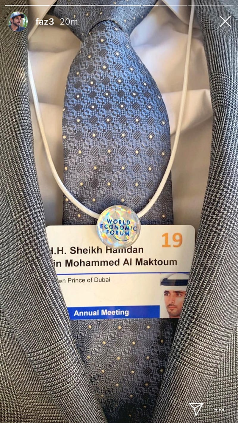 Sheikh Hamdan shares a picture of his identification card for the World Economic Forum.