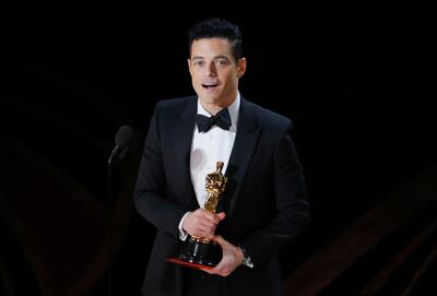 91st Academy Awards - Oscars Show - Hollywood, Los Angeles, California, U.S., February 24, 2019. Rami Malek reacts while holding his Oscar after accepting the Best Actor award for his role in "Bohemian Rhapsody". REUTERS/Mike Blake