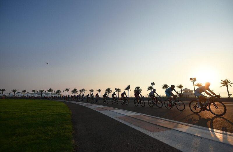 Cyclists compete during the fourth stage of the Abu Dhabi Tour. Tom Dulat / Getty Images