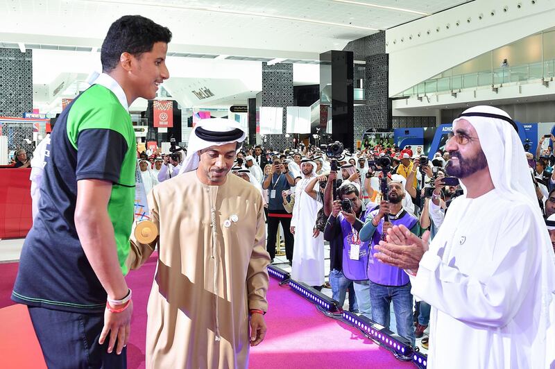 DUBAI, 20th March 2019 (WAM) - Vice President and Prime Minister of the UAE and Ruler of Dubai His Highness Sheikh Mohammed bin Rashid Al Maktoum visited the Special Olympics World Games Abu Dhabi 2019 taking place at the Abu Dhabi National Exhibition Centre. Wam