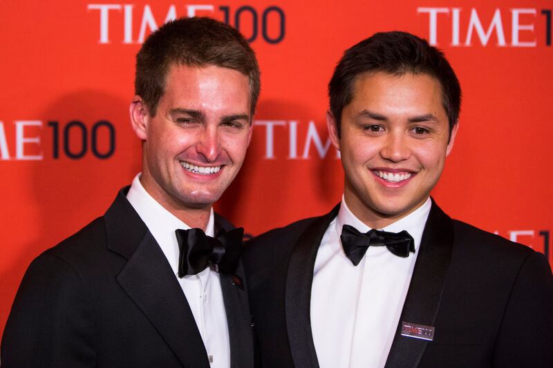 Snap co-founders Evan Spiegel, left, and Bobby Murphy lost billions after the company cut revenue and profit forecasts. Reuters