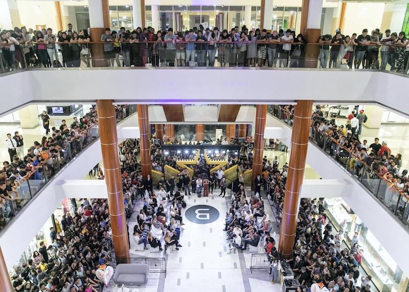 DUBAI, UNITED ARAB EMIRATES. 19 SEPTEMBER 2019. 

People gather for Miss Universe Catriona Gray meet and greet event in Burjuman Mall.

(Photo: Reem Mohammed/The National)

Reporter:
Section: