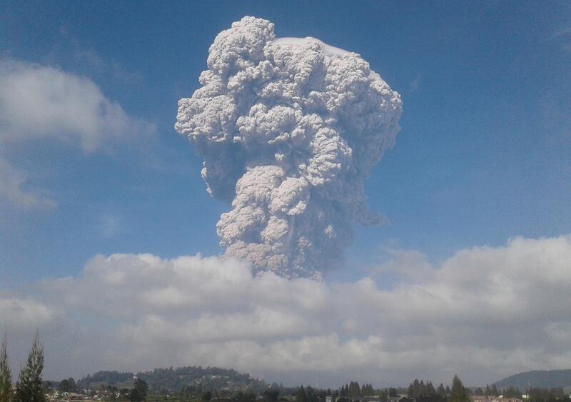 Mount Sinabung spews volcanic ash as it erupts in Karo, North Sumatra, Indonesia. Sugeng Nuryono / AP Photo