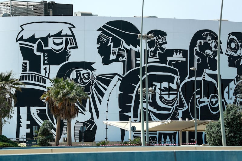 Abu Dhabi, United Arab Emirates, March 2, 2021.   Stock images of Yas residential areas.
  Wall art work along Yas Drive.
Victor Besa / The National
Section:  NA