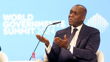 Makhtar Diop, managing director of the IFC, speaking at the World Governments Summit in Dubai. EPA