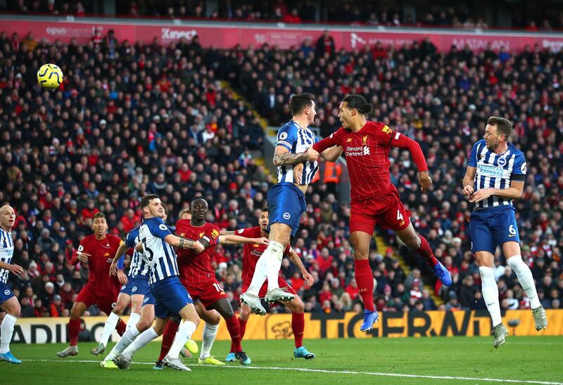 Centre-back: Virgil van Dijk (Liverpool) – A swift brace extended Liverpool’s winning run but Van Dijk was also in commanding form at the back to deny Brighton an equaliser. Getty Images