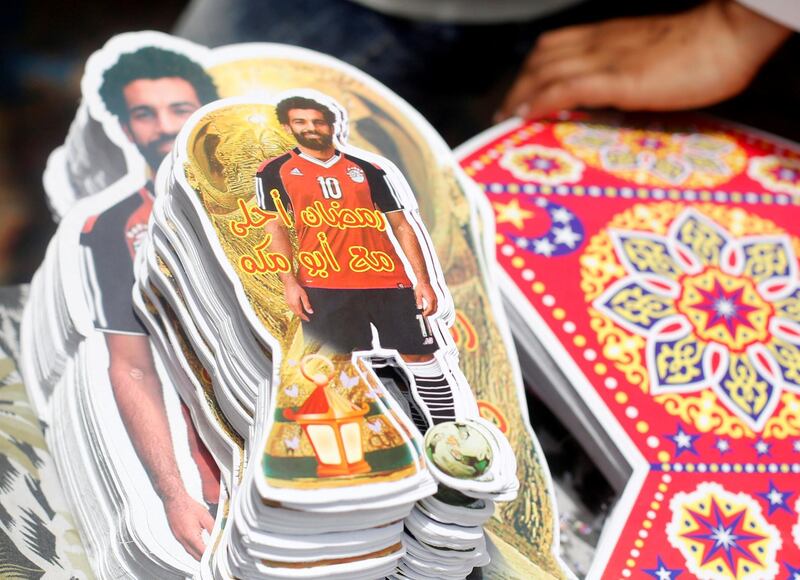 Decorative stickers bearing the image of Mohamed Salah are seen at a market, before the beginning of the holy fasting month of Ramadan in Cairo, Egypt. Amr Abdallah Dalsh / Reuters