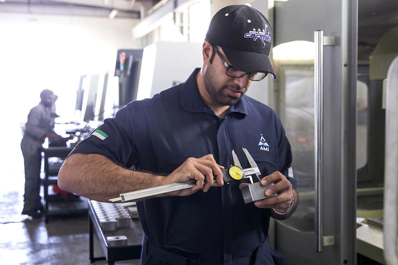 Ahmed Al Mazroei adopts a hands-on approach at the eponymous Metal Industries factory and robotics lab in Mussaffah, Abu Dhabi, where a 100-member staff, including an R&D team of seven, help him turn his ideas into reality. Silvia Razgova / The National
