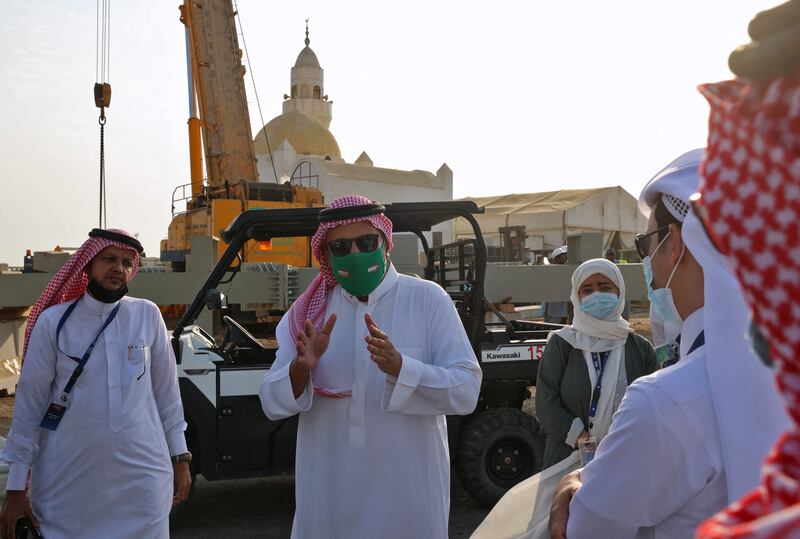 Prince Khalid bin Sultan Al Faisal, Chairman of the Saudi Automobile and Motorcycle Federation, tours the Jeddah Street Circuit..