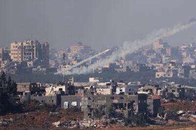 A rocket fired from inside the Gaza Strip towards Israel. AFP