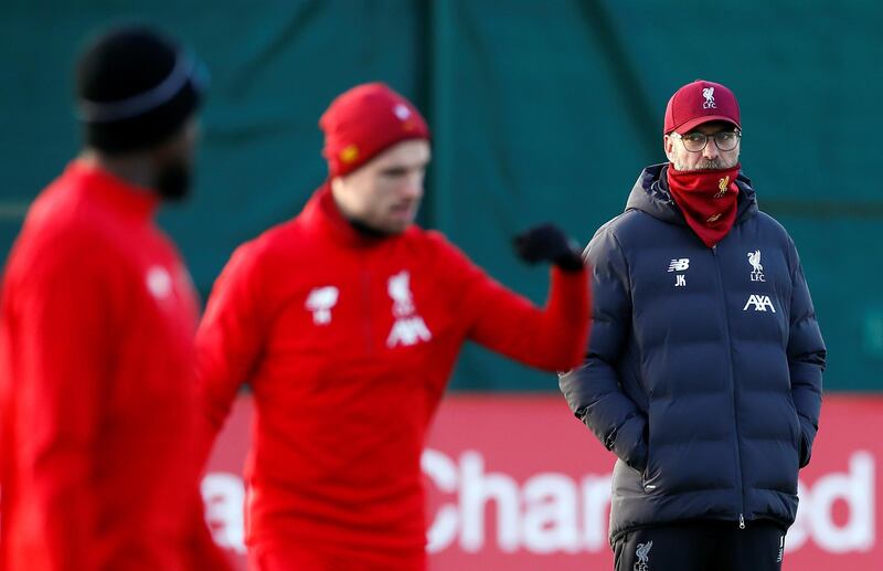 Liverpool manager Juergen Klopp looks on during training ahead of the trip to Austria. Reuters