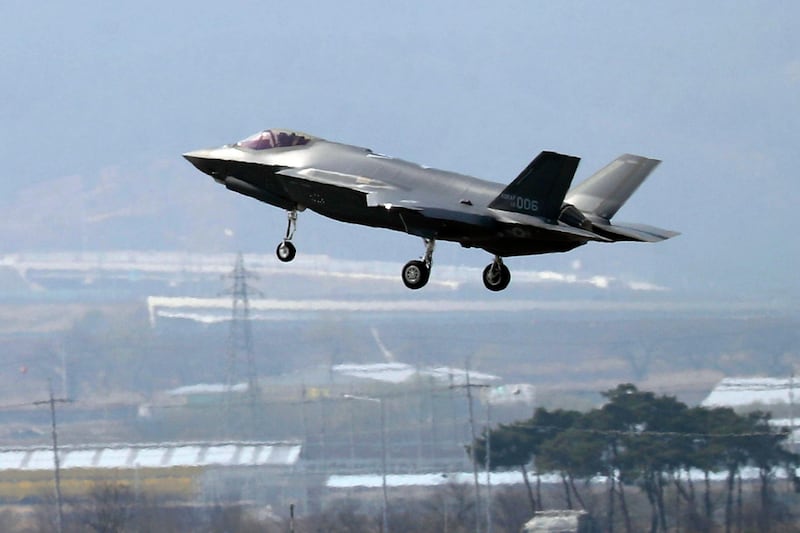 FILE - In this March 29, 2019, photo, a U.S. F-35A fighter jet prepares to land at Chungju Air Base in Chungju, South Korea. The White House says Turkey can no longer be part of the American F-35 fighter jet program. In a written statement, the White House said Wednesday that Turkeyâ€™s decision to buy the Russian S-400 air defense system â€œrenders its continued involvement with the F-35 impossible.â€ (Kang Jong-min/Newsis via AP)