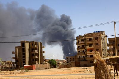 Smoke rises above buildings after an aerial bombardment, during clashes between the paramilitary Rapid Support Forces and the army in Khartoum North, Sudan, May 1, 2023. Reuters