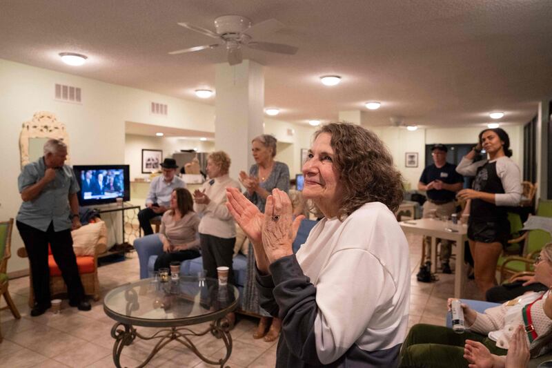 People watch the State of the Union address at an event in Wrightsville Beach, North Carolina. Getty Images