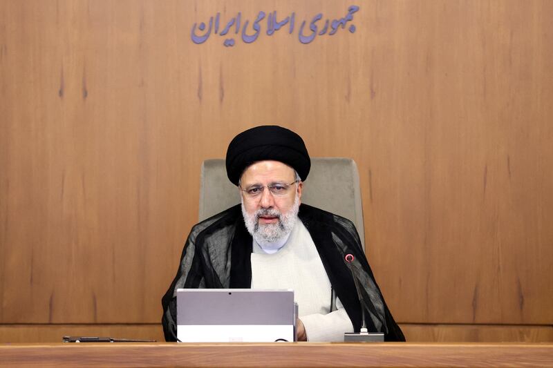 Iranian President Ebrahim Raisi speaks at a cabinet meeting in Tehran on October 8. Reuters
