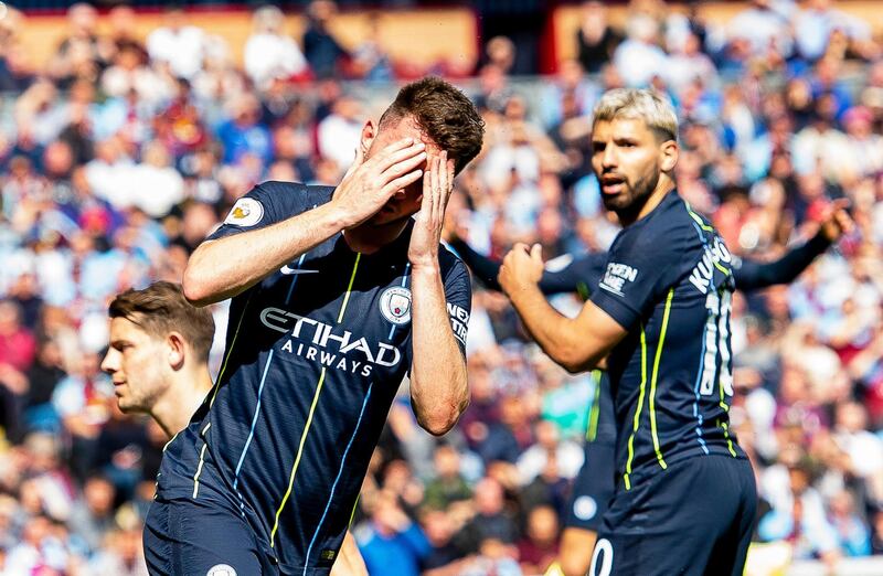 Manchester City's Aymeric Laporte reacts during the match. EPA