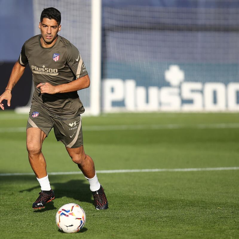 Uruguayan forward Luis Suarez during a training session on September 26, 2020 at the Wanda Sports City in Madrid.