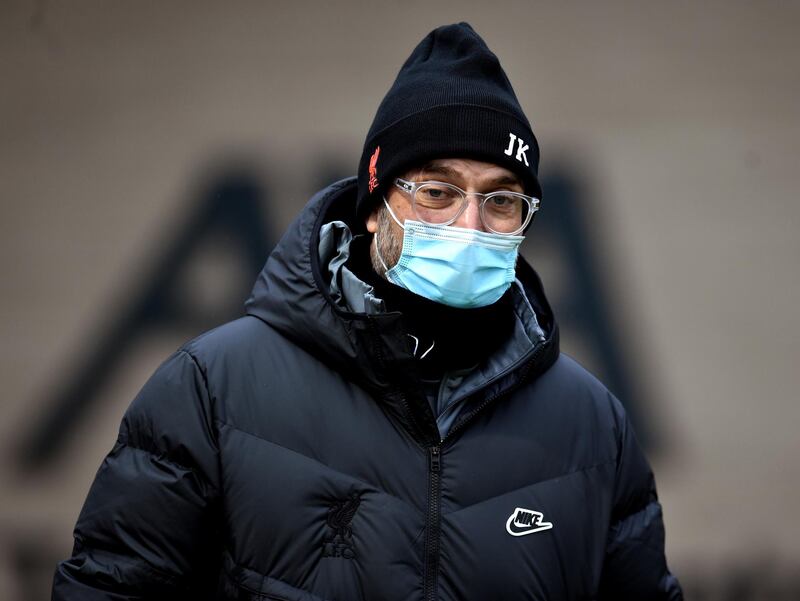 KIRKBY, ENGLAND - JANUARY 13: (THE SUN OUT, THE SUN ON SUNDAY OUT) Jurgen Klopp manager of Liverpool during a training session at AXA Training Centre on January 13, 2021 in Kirkby, England. (Photo by Andrew Powell/Liverpool FC via Getty Images)