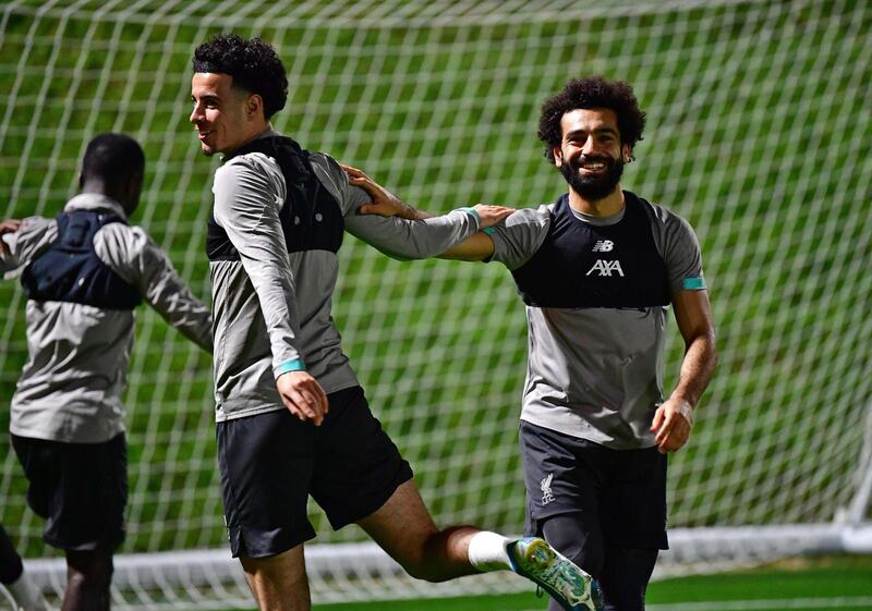 Mohamed Salah and his Liverpool teammates train ahead of their Fifa Club World Cup semi-final against Mexico's Monterrey. Reuters