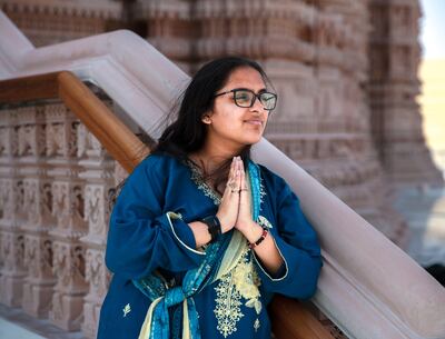 Teenager Niyanta Patel says the new temple strengthens her faith and helps her connect with others. Victor Besa / The National