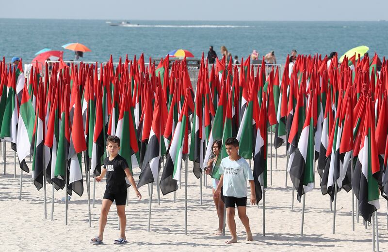 Kite beach, on the UAE’s 50th National Day celebrations in Dubai on December 2. Pawan Singh / The National