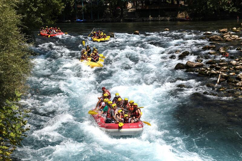 People take part in white water rafting on the river in Koprulu Canyon in Manavgat, Turkey. Getty Images