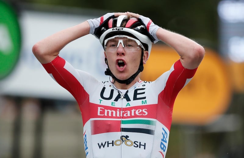 UAE Team Emirates rider Tadej Pogacar of Slovenia after winning the ninth stage of the Tour de France on September 6. Reuters
