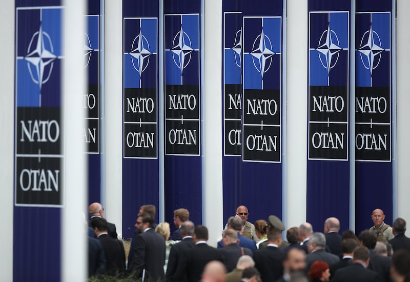 Guests depart after attending the opening ceremony at the 2018 Nato summit in Brussels