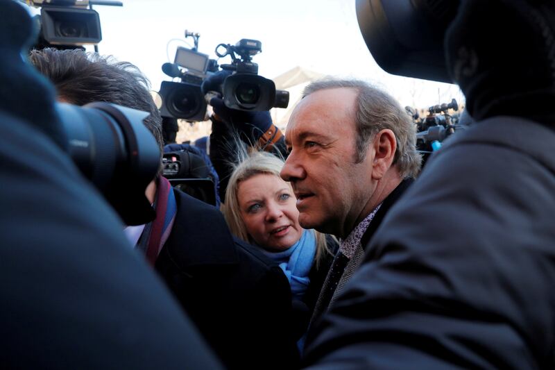 FILE PHOTO: Actor Kevin Spacey arrives to face a sexual assault charge at Nantucket District Court in Nantucket, Massachusetts, U.S., January 7, 2019. REUTERS/Brian Snyder/File Photo