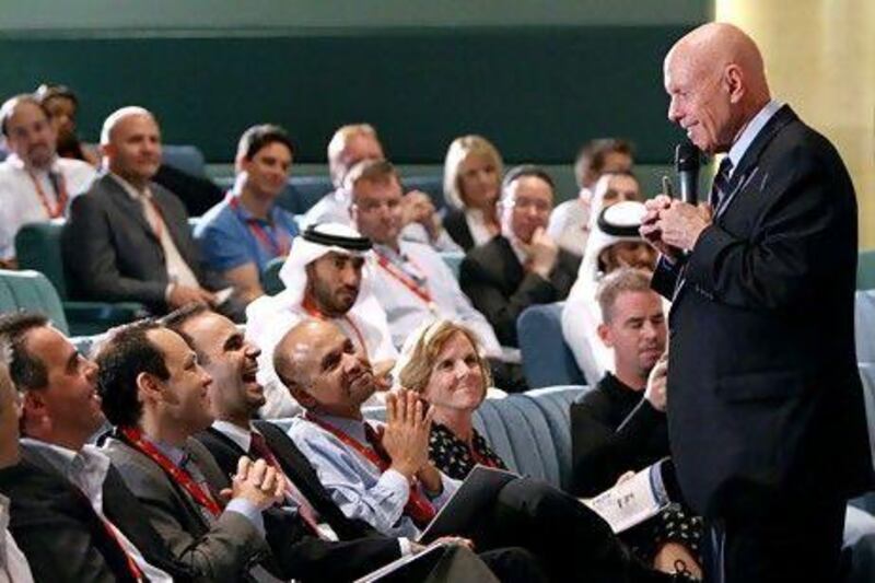 Dr. Stephen Covey speaks about the Execution For Middle East Companies in Today"s Global Economy during workshop at Jumeirah Beach Hotel in Dubai. Paulo Vecina / The National