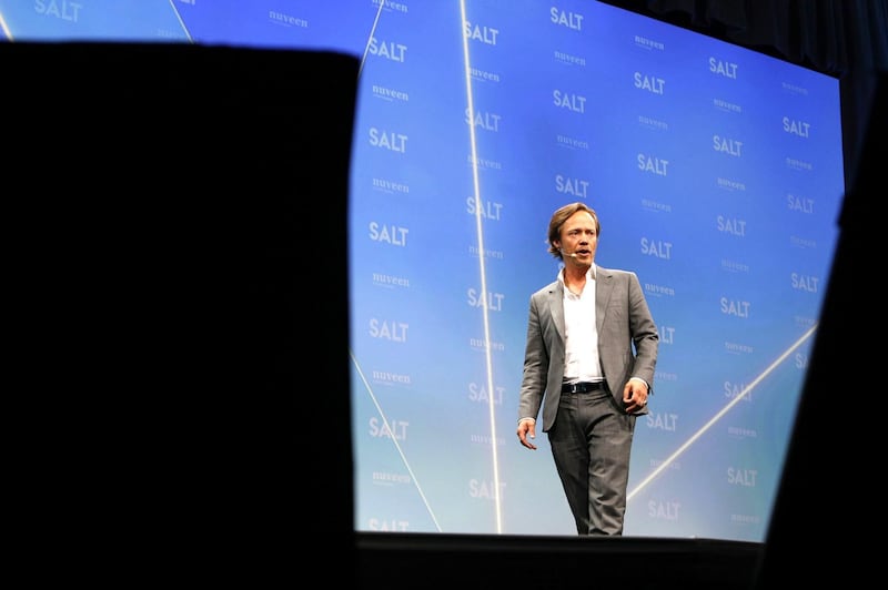 Brock Pierce, chairman of Bitcoin Foundation Inc., speaks during the Skybridge Alternatives (SALT) conference in Las Vegas, Nevada, U.S., on Thursday, May 9, 2019. SALT brings together investors, policy experts, politicians and business leaders to network and share ideas to unlock growth opportunities in finance, economics, entrepreneurship, public policy, technology and philanthropy. Photographer: Joe Buglewicz/Bloomberg