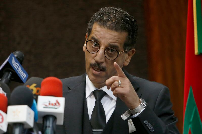 Abdelhak El Khiyame, the director of the Central Bureau for Judicial Investigation speaking to the media after dismantling a militant cell based in the southern city of El Jadida, on Jan 29, 2017 in Sale, Morocco. Abdeljalil Bounhar/AP Photo