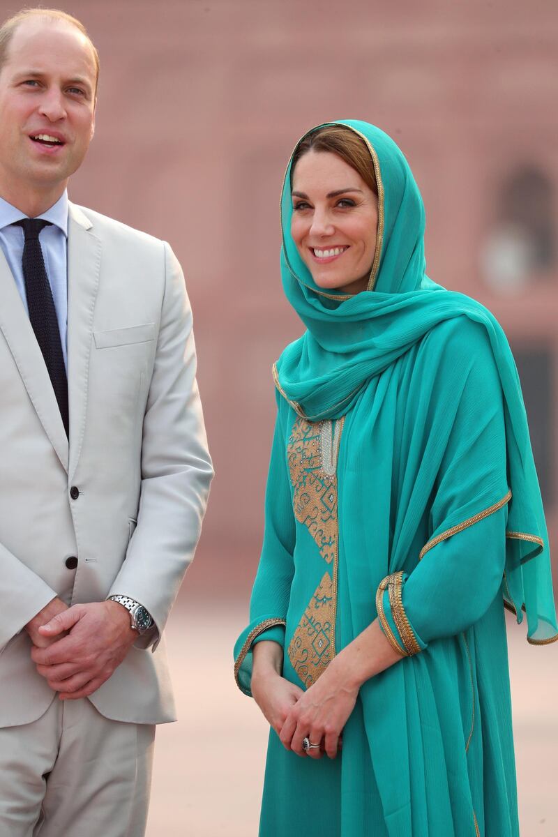 Prince William, Duke of Cambridge and Catherine, Duchess of Cambridge visit the Badshahi Mosque within the Walled City during day four of their royal tour of Pakistan on October 17, 2019 in Lahore, Pakistan. All photos: Chris Jackson / Getty Images