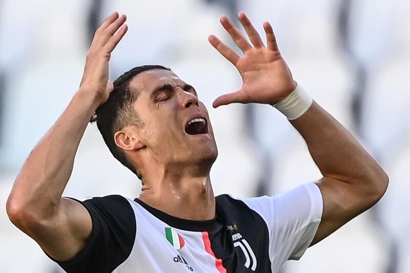 Ronaldo reacts after missing a goal opportunity. AFP