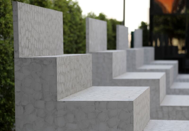 Benches outside the Lebanese pavilion at Expo 2020 Dubai